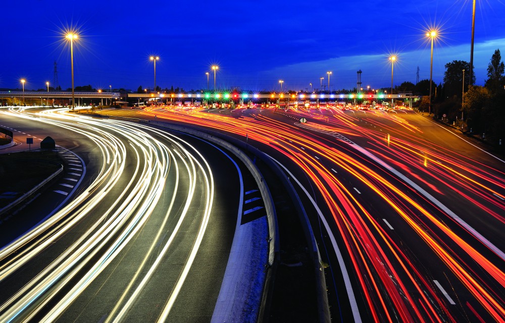 blurred car lights on a highway