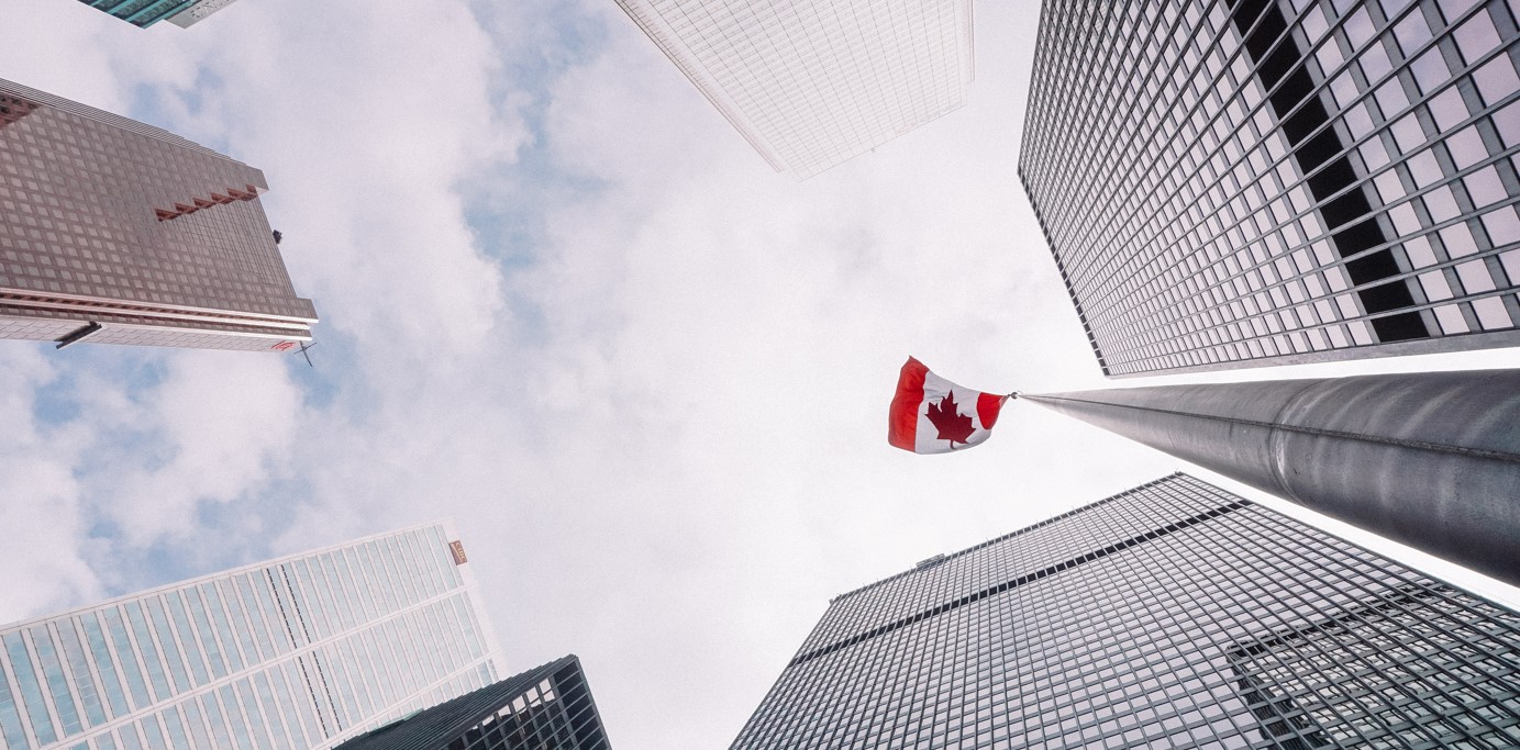 Canadian flag on a building