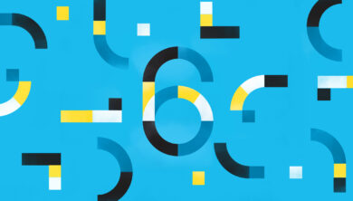 Illustrated number 6 against a blue background